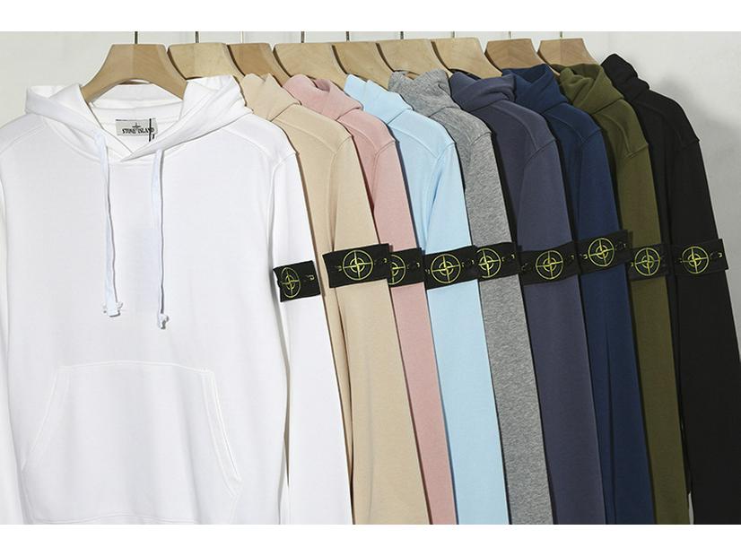 Stone Island Unisex Classic Solid Color Badge Hoodie Sweatshirt