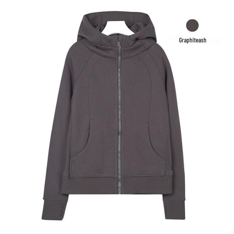 Sweat à capuche zippé intégral Lulu Original pour femme - Coupe ajustée - Veste de sport décontractée pour le yoga