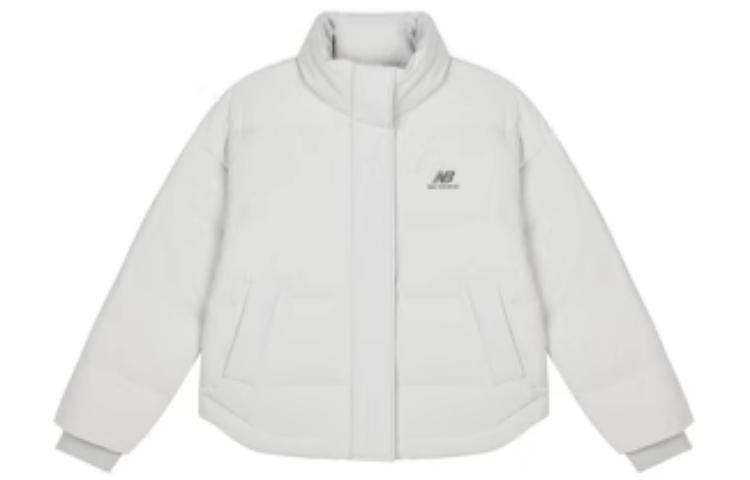 New Balance Down Jackets Women's White Stand Collar Moderate Parka Down Jacket AWJ23331-CIC