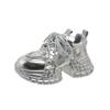 Women's Platform Thick-soled Casual Shoes, Metallic Silver Dad Shoes, Spring Style, Small Height-increasing Shoes