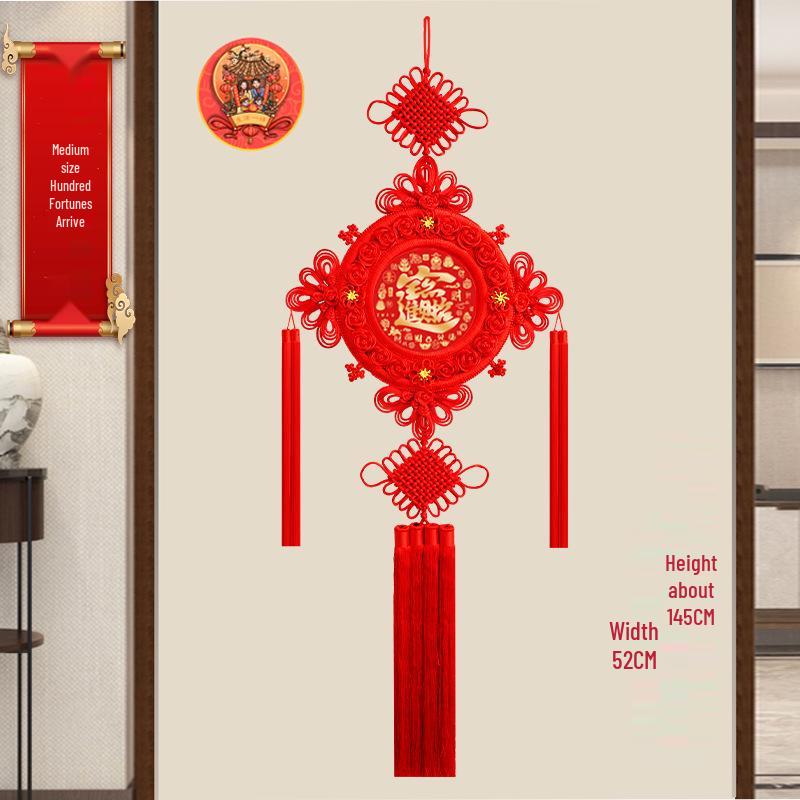 Large Chinese Knot Pendant - Fu Character Ornament for Living Room, Foyer & Entrance, New Year Decoration