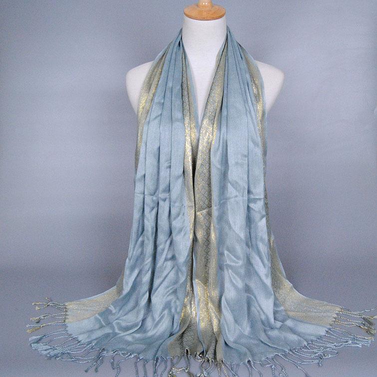 Monochrome Cotton and Linen Tassel Golden Silk Fashion Shawl Spring and Autumn Dual-purpose Scarf Headscarf