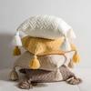 45x45cm Nordic Chenille Knitted Square Cushion Cover Yellow Pink Pillow Cover with Tassels Pillowcase Sofa Bed Chair Decorative