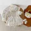 Casual Outfit Lace Mesh Baby Jumper Dress Bowknot Bodysuit Flower Baby Jumpsuit Fluffy Cotton Toddle Climb Suit Gifts