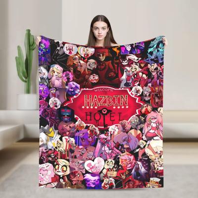 Weiche Warme Decke Flugzeugreise VOX H-Hazbin Hotel Alastor Spiel Überwurfdecke Flanelldecke für Couch Bett Sofa Bettdecke