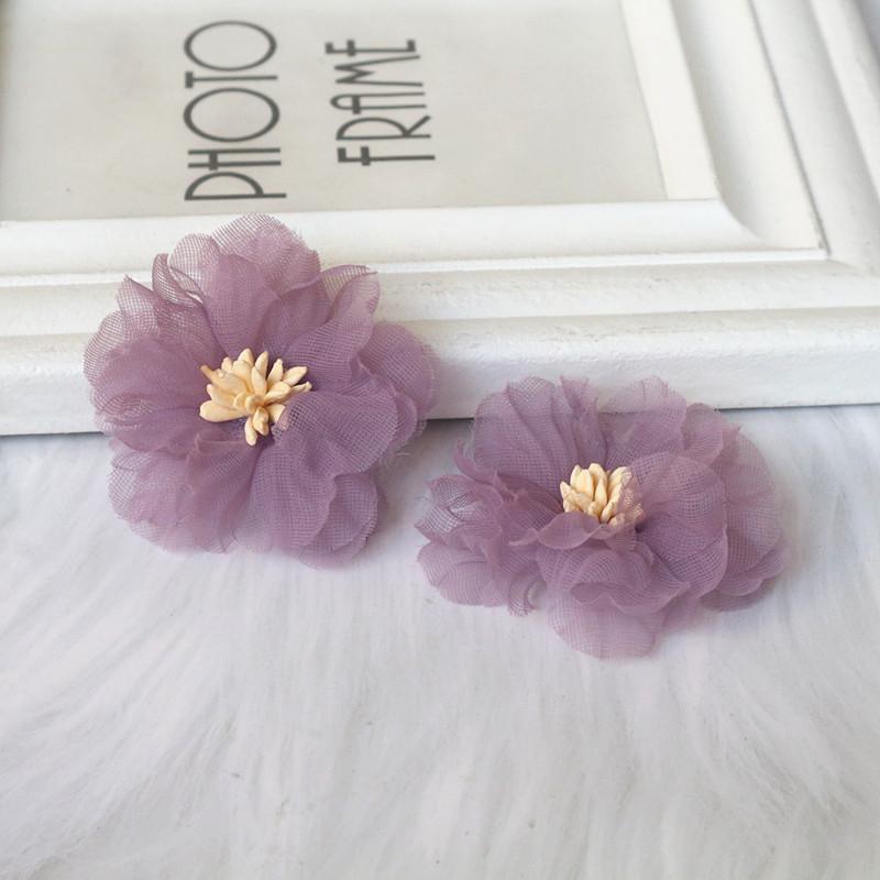 10Pcs 5CM Wrinkle Chiffon Fabric Cored Flowers For DIY Hair Accessories Hats Headband Wedding Dress Decoration