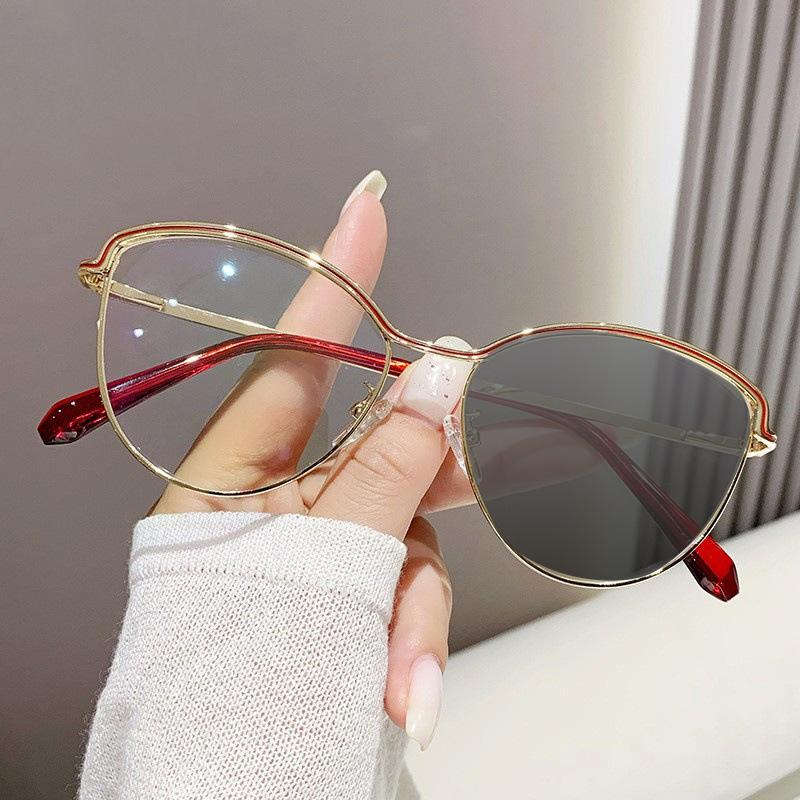 Neues Markendesign Vintage Metall Kreisrahmen Photochromatisch Blaulichtfilter Damen Korrektions-Lesebrille +1.25 +2.25 +3.75