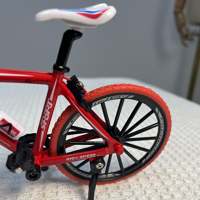 1:8 Mini Model Alloy Bicycle Diecast 19cm Metal Finger Adult Red Mini Bike Simulation Collection Gifts Toys Girls 14+