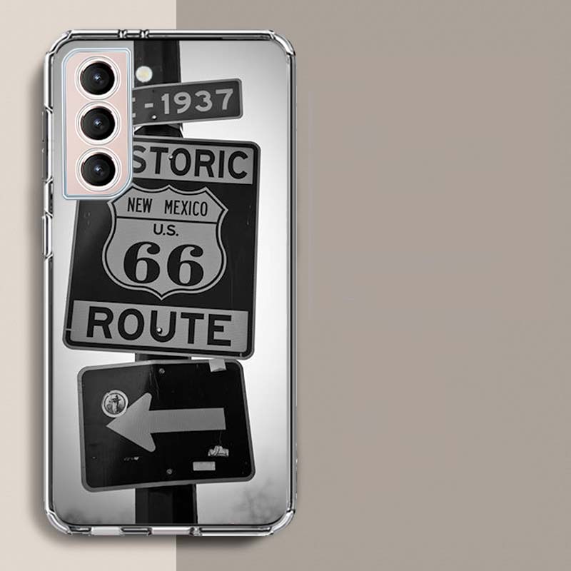 America Route 66 Phone Case For Samsung Galaxy S25 Edge S24 S23 FE S21 S20 S10 Plus S22 S26 Ultra Cover Clear Cases TPU Capa She