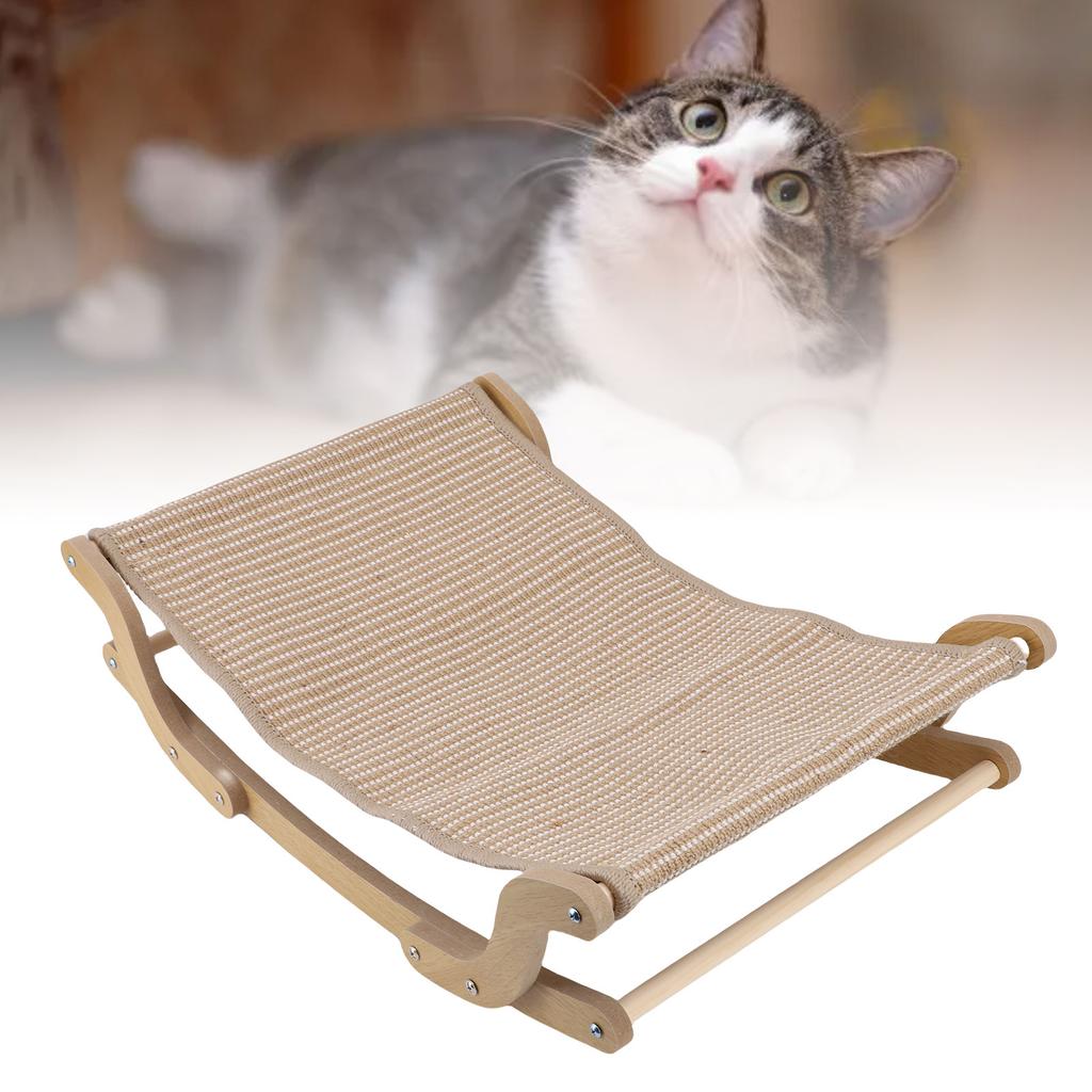 Cat Scratcher Bed, Wooden Cat Scratcher Lounger with Anti Tear Tightly Woven Hemp Pad, Large Multifunctional Pet Couch, Furniture Protector, for Pet