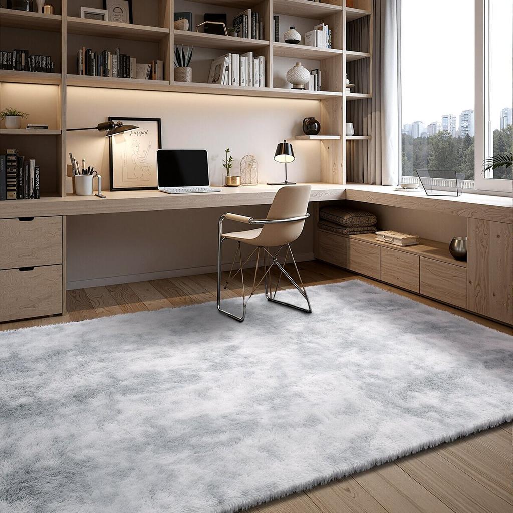 Indoor Plush Area Rugs, 2.74 X 3.66m Soft Plush Carpet, Furry Shag Area Rugs for Living Room, Bedroom, Modern Home Decor Aesthetic Long-Pile Rug,