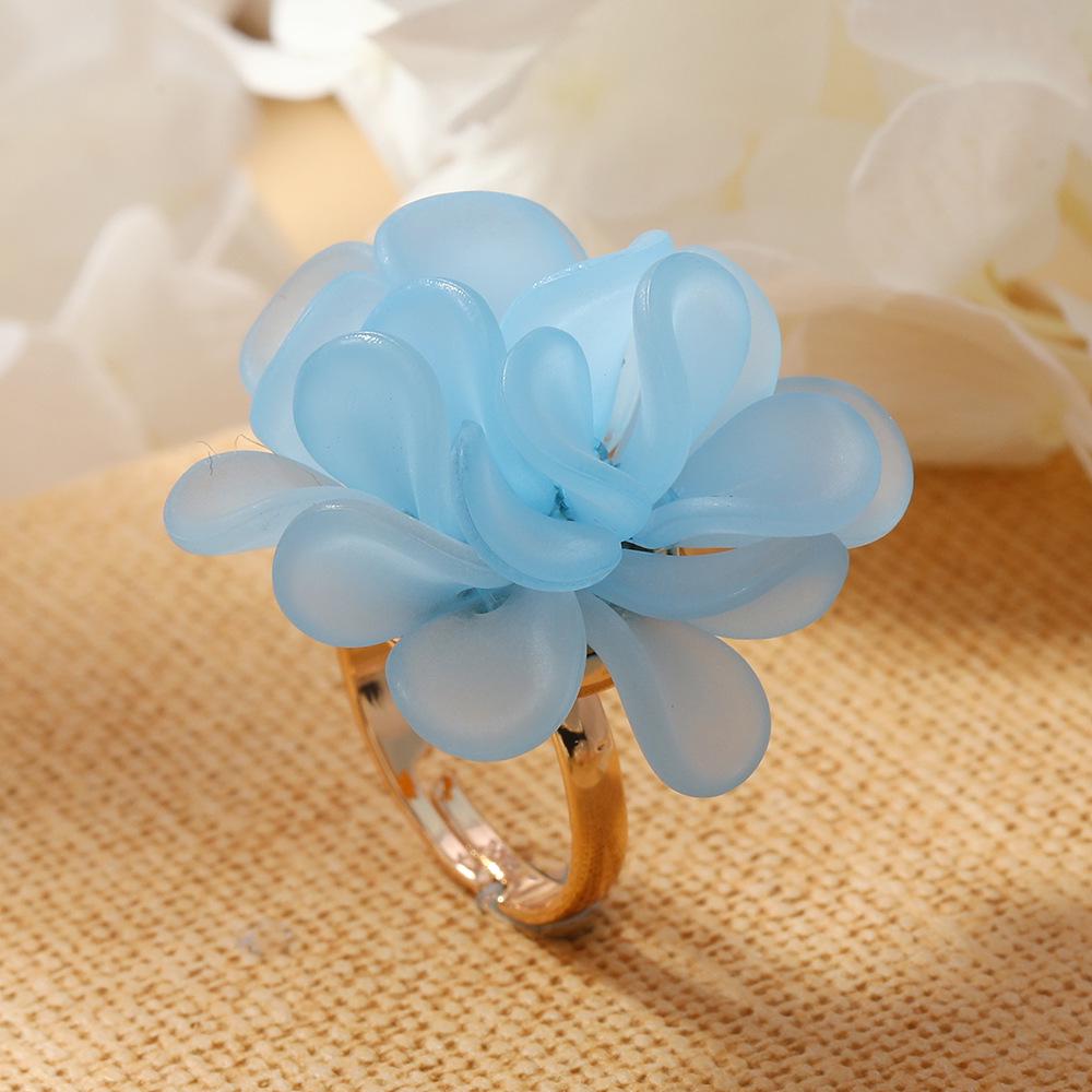 Handmade Korean Petal Flower Ring - Fresh Spring/Summer 3D Floral Design for Girls