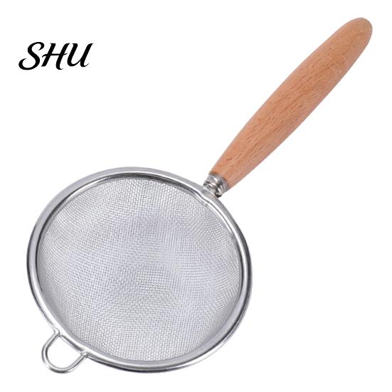 Manual Noodle Scoop Flour Sieve Anti-Slip Fine Mesh Comfortable Grip Stainless Steel Multi-function Strainer Heat Insulation Juice Filter Oil
