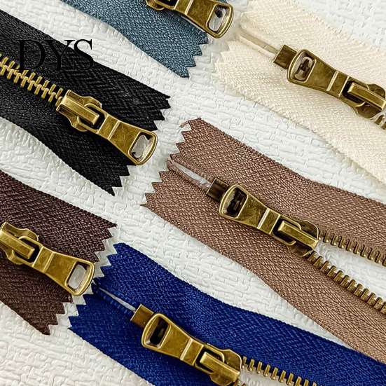 Y-Teeth Zipper 20Pcs Retro Bronze Closed-End Set, Heavy Duty Metal DIY Crafting Replacement, Non Separating for Sewing Handbags Pockets
