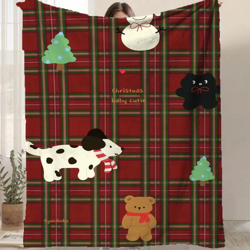 Cartoon Santa Claus Printed Blanket for Sofa Bed Travel Camping Living Room Office Conditioning Blanket for All Seasons Gifts