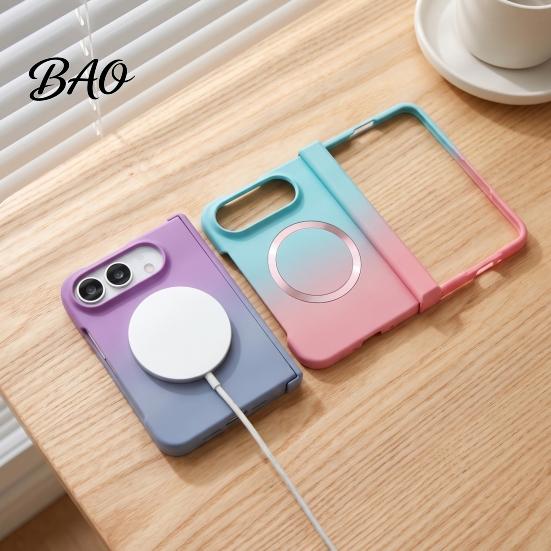 Scratch Resistant Lens Guard Case Magnetic for iPhone, Gradient Skin-like Protective Cover with Built-in Ring Phone Foldable Phones And Hinge