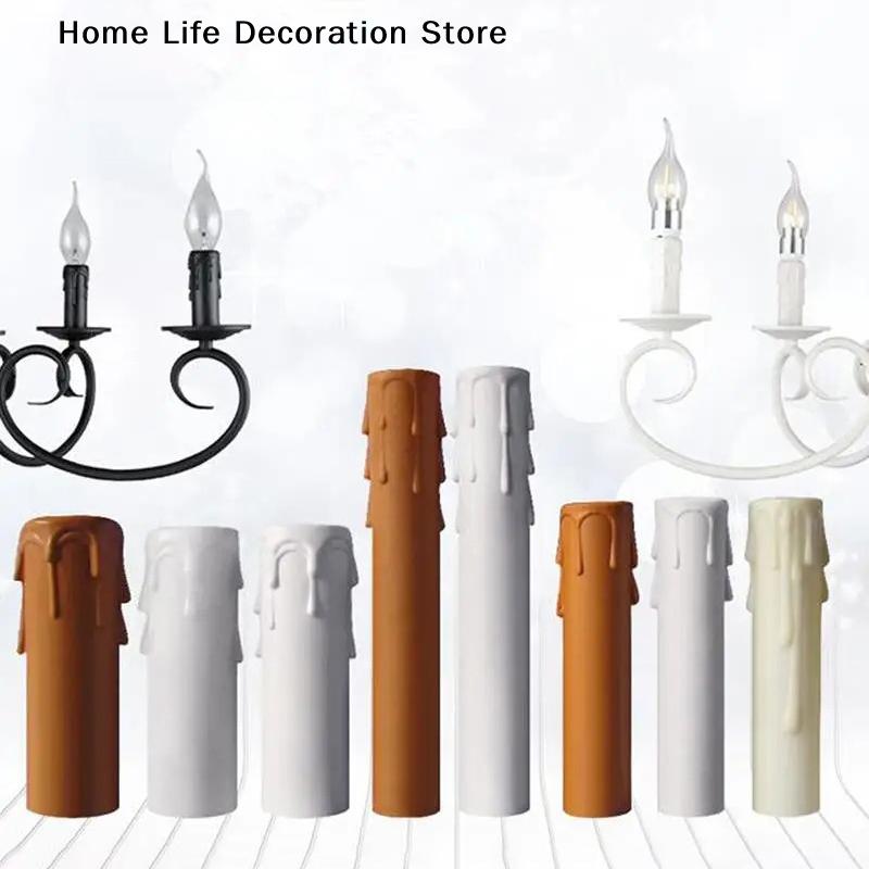 10pcs Candle Light Socket Covers E14 Candle Covers Sleeves Flame Retardant Vintage Style For Hotel Wedding Dining Room Table