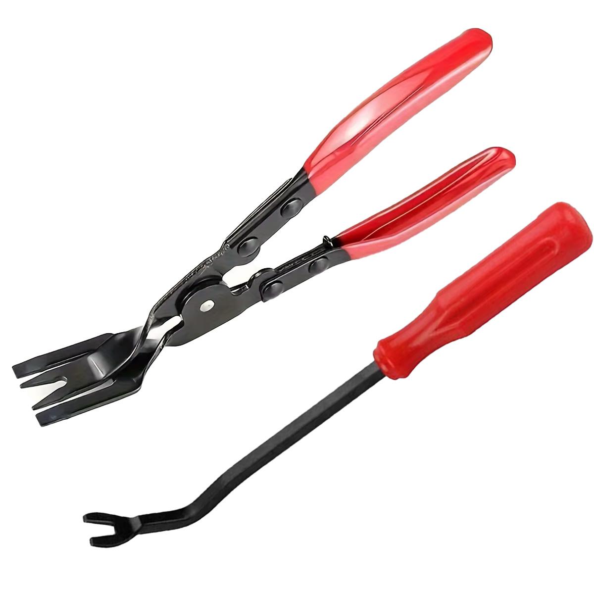 Trim Removal Pliers Clip Door Panel Trim Clip Removal Tool Pliers Tool With Fastener Rivet Remover For Car Door Panel Dashboard Red Pliers set(2PCS)