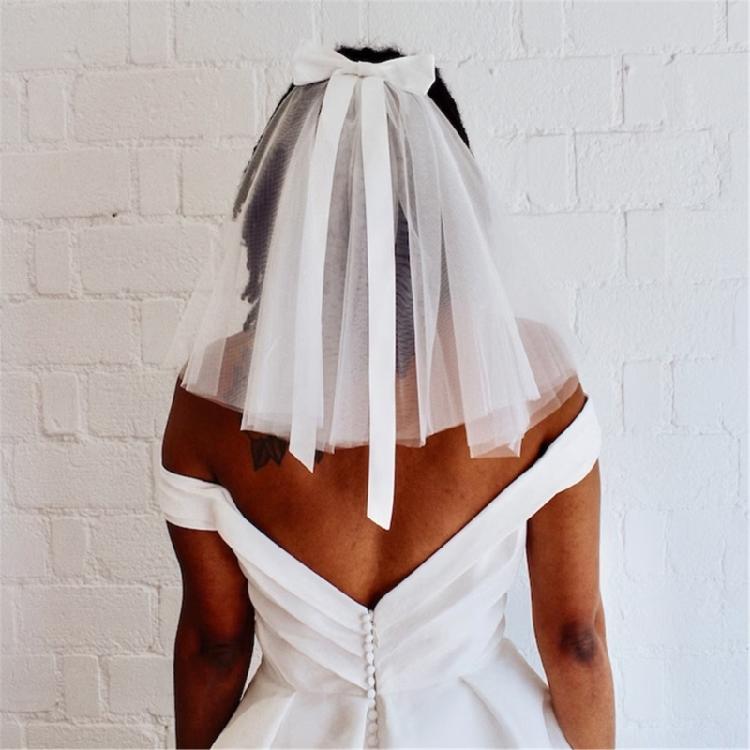 60cm Marriage Bridal Layered Veil Girls Tulle with Ribbon Bowknot Wedding Tiaras