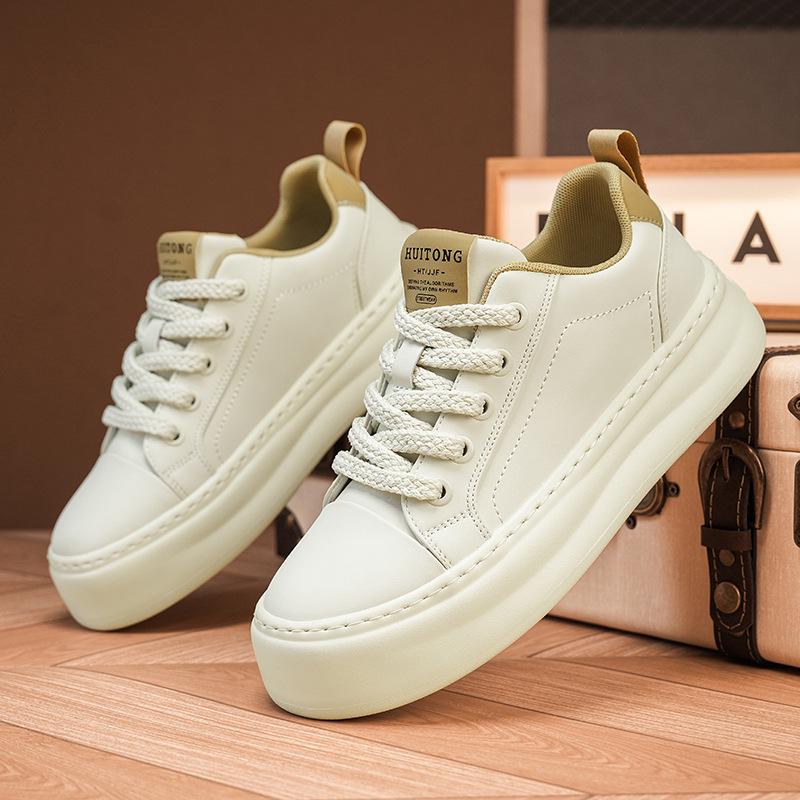 

Мужские повседневные кроссовки на осень-зиму, модные, легкие, на толстой подошве, из мягкой кожи, универсальные для всех сезонов. 40 бежевый