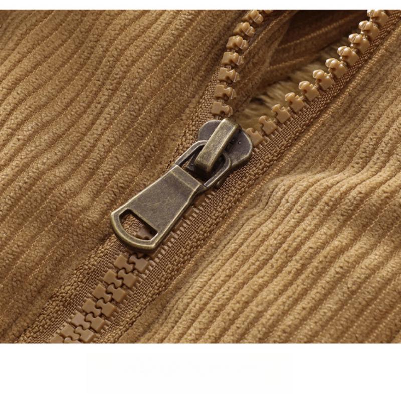Men's Corduroy Vest with Fleece Lining, Thickened Vest, Plus Size Stand Collar, Multi-Pocket Workwear, Down Cotton Vest, Trendy