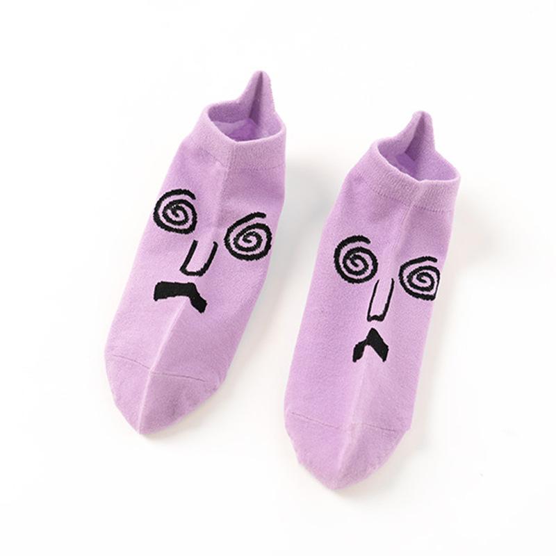 Tegneserie Smiley-fjes Båtsokker for vår og sommer, Tynne grunne sokker, Trendy korte sokker og Sokker i collegestil