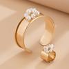 SHIXIN 2Pcs/Set Trendy Smooth Circle Chunky Open Ring Bangles Women Charm Imitation Pearl Cuff Bracelet Luxury Designer Jewelry