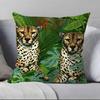Federa Cuscino con Motivo Geometrico Animale Leopardo Federa Anti-acaro Cerniera Invisibile Peluche Corto Setoso Copricuscino per Divano