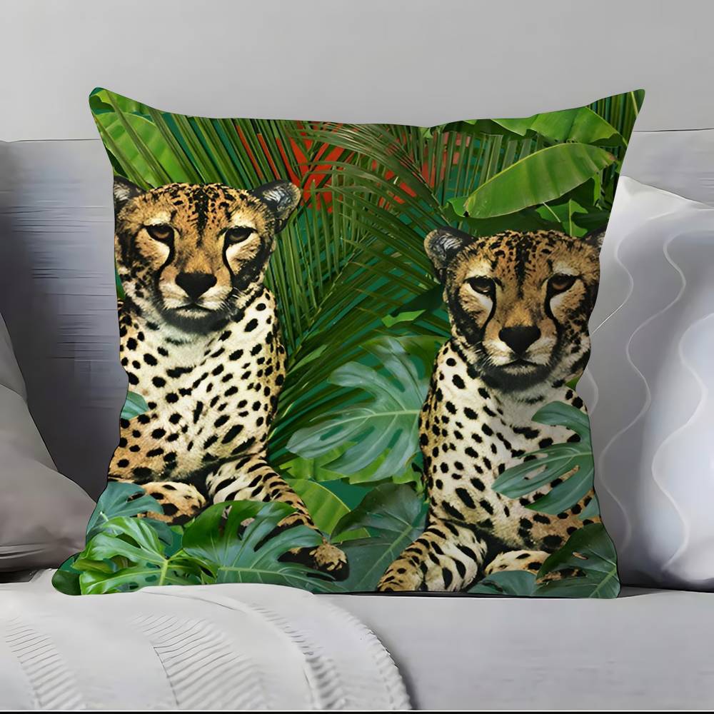 Federa Cuscino con Motivo Geometrico Animale Leopardo Federa Anti-acaro Cerniera Invisibile Peluche Corto Setoso Copricuscino per Divano