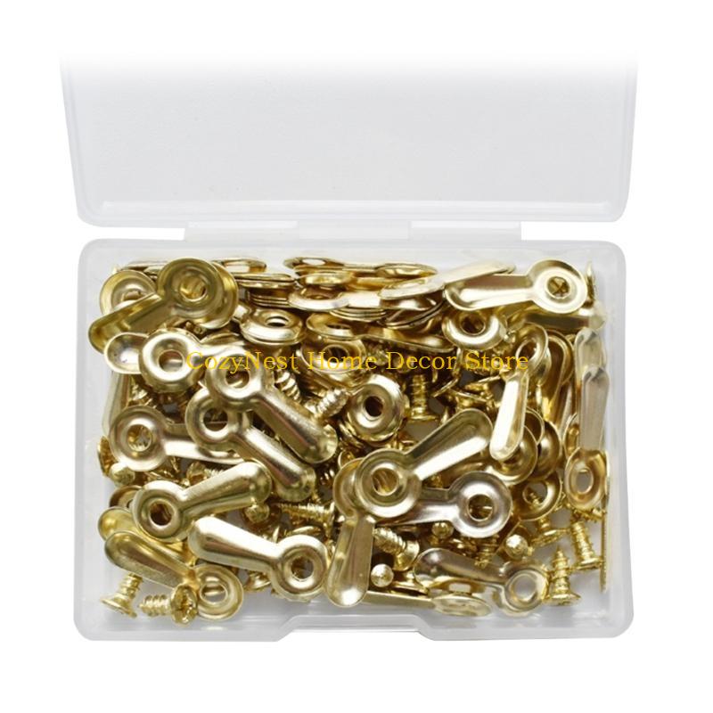 92MF Set of 100 Metal Pictures Frame Hangers Fasteners Screws for Attaching Paintings