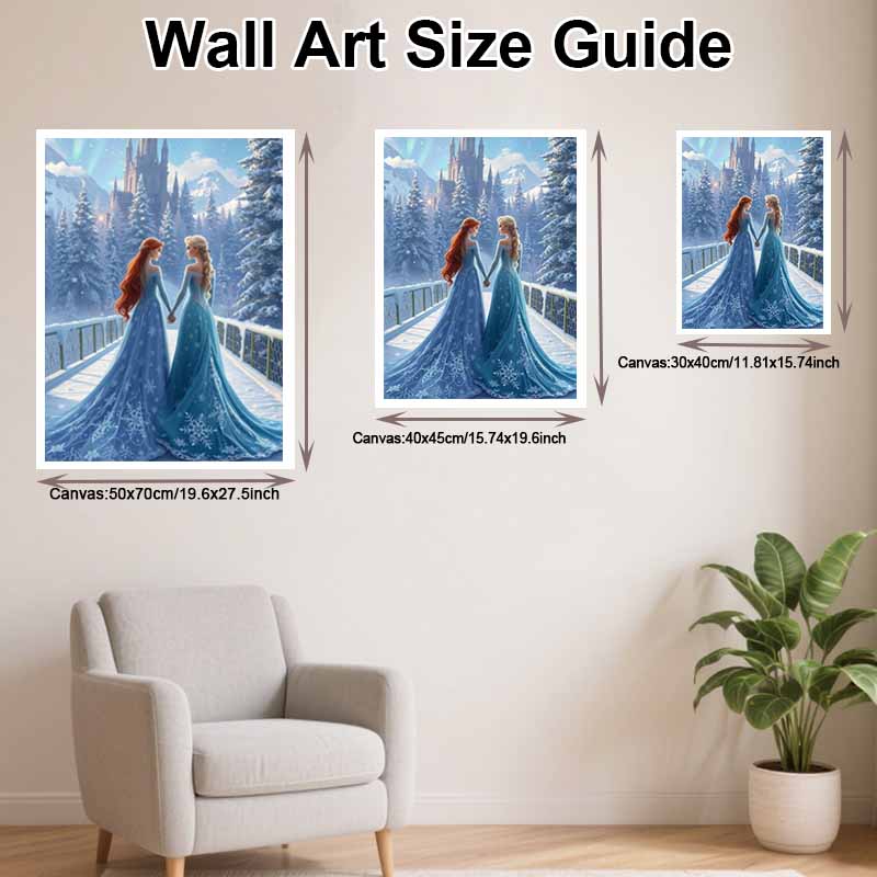Disney Diamond Art Painting Kit – Frozen Winter Castle Sparkling Craft, Home Wall Decor, Handmade Gift