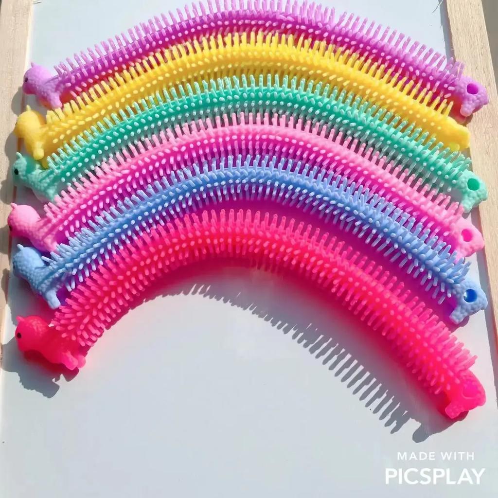 3pcs Funny Unicorn Pull Worm Noodle Fidget Toys Stretch String TPR Rope Anti Stress Toys String Stress Relief Autism Vent Toy