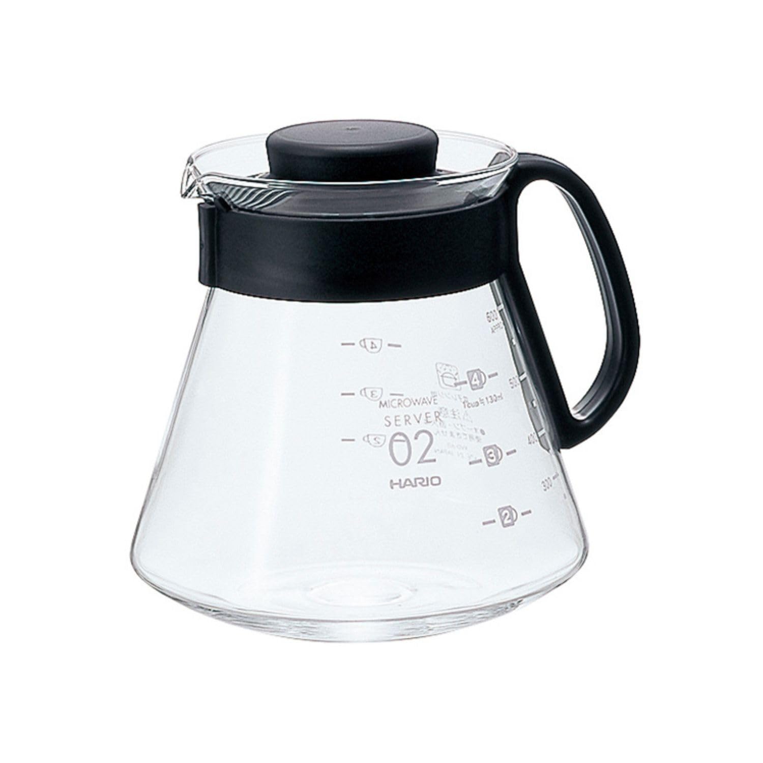 HARIO V60 Range 600ml Made in Server, (2-5 cups), Black, Heat-resistant Glass, Japan, XVD-60B чёрный