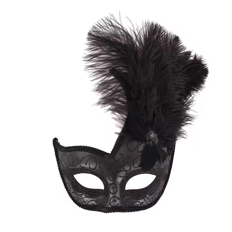 

Feather Half-Face Mask Exquisite Carnival Face Mask Party Mask Adjustable Masquerade Prop For Stage Role-Playing Party Carnival