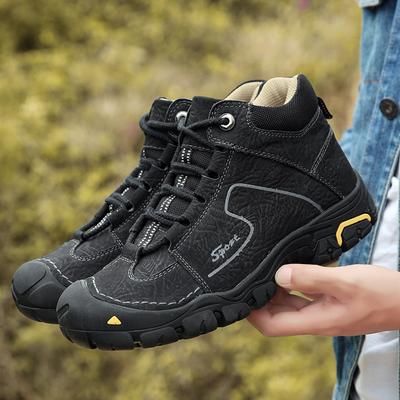 Mode Übergröße 38-46 Neue Outdoor Herrenschuhe Echtes Leder Handgefertigt Wanderstiefel Herren Rutschfest Warme Winterstiefel für Herren Schneeschuhe