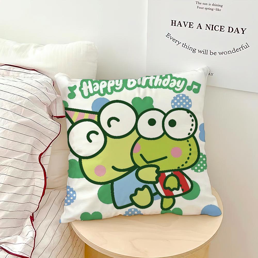 Cushion Cover Green Cartoon Soft Pillow Sro Case For Sofa Kawaii Living Room Home Frog Office K-Keroppi Decor Protective Covers