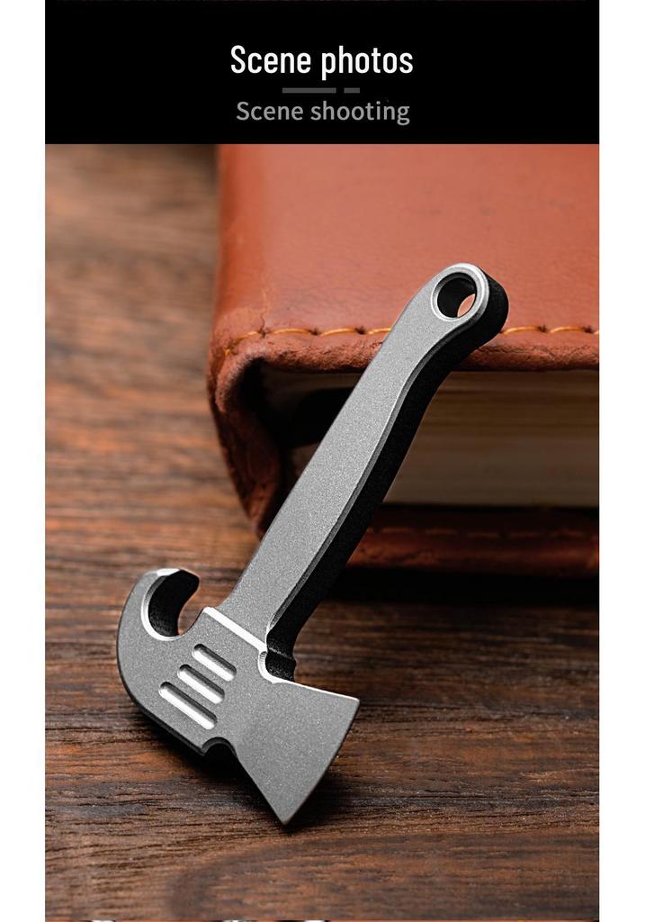 Titanium Alloy Multi-Functional Keychain Tool: Pendant, Pry Bar, Bottle Opener, Package Opener.