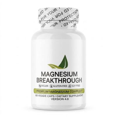 Suplemento Breakthrough de Magnésio - Complexo Premium de Magnésio 7 em 1 com Vitamina B6 - Vegano, Sem OGM (60 Cápsulas Vegetais)