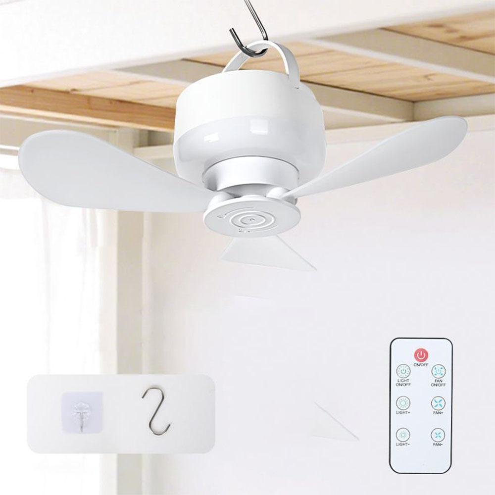 USB Rechargeable Ceiling Fan Light Silent Operation Ceiling Lamp Hanging Fan Light  Camping Tent