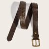 Vintage White Stone Buckle Belt Engraved Flower Belt Embossed Leather Belt Boho Western Belt Jeans Belt