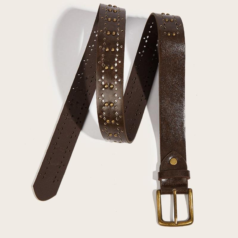 Vintage White Stone Buckle Belt Engraved Flower Belt Embossed Leather Belt Boho Western Belt Jeans Belt