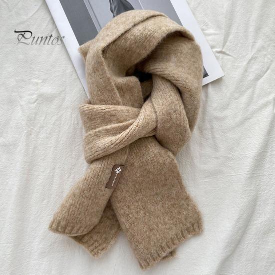 Women Scarf Winter Windproof Solid Color Soft Thick Knitting Keep Warm Cozy Unisex Korean Style Men for Outdoor