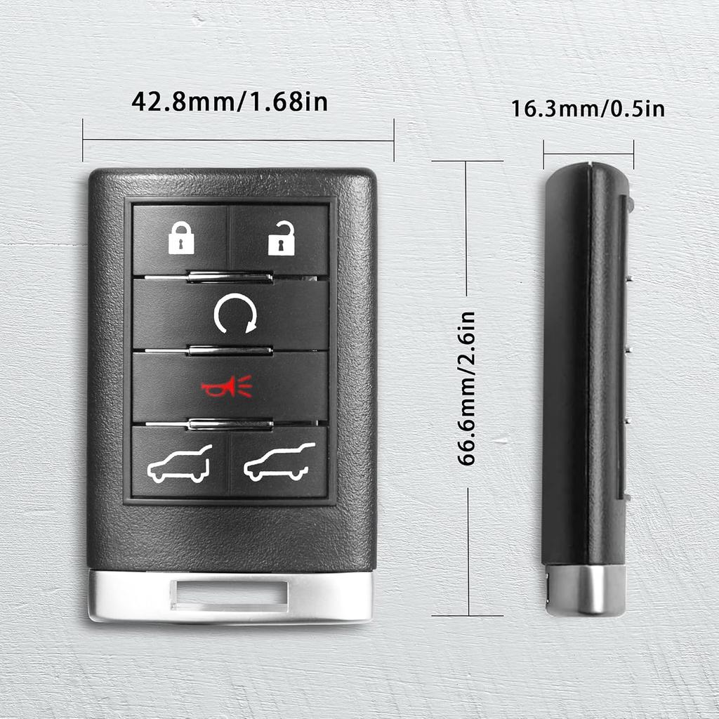 VOFONO 6 Buttons Key Fob Replacement Keyless Entry Remote Compatible with Cadillac Escalade ESV EXT 2007-2014 FCC ID: OUC6000066 850K-6000066