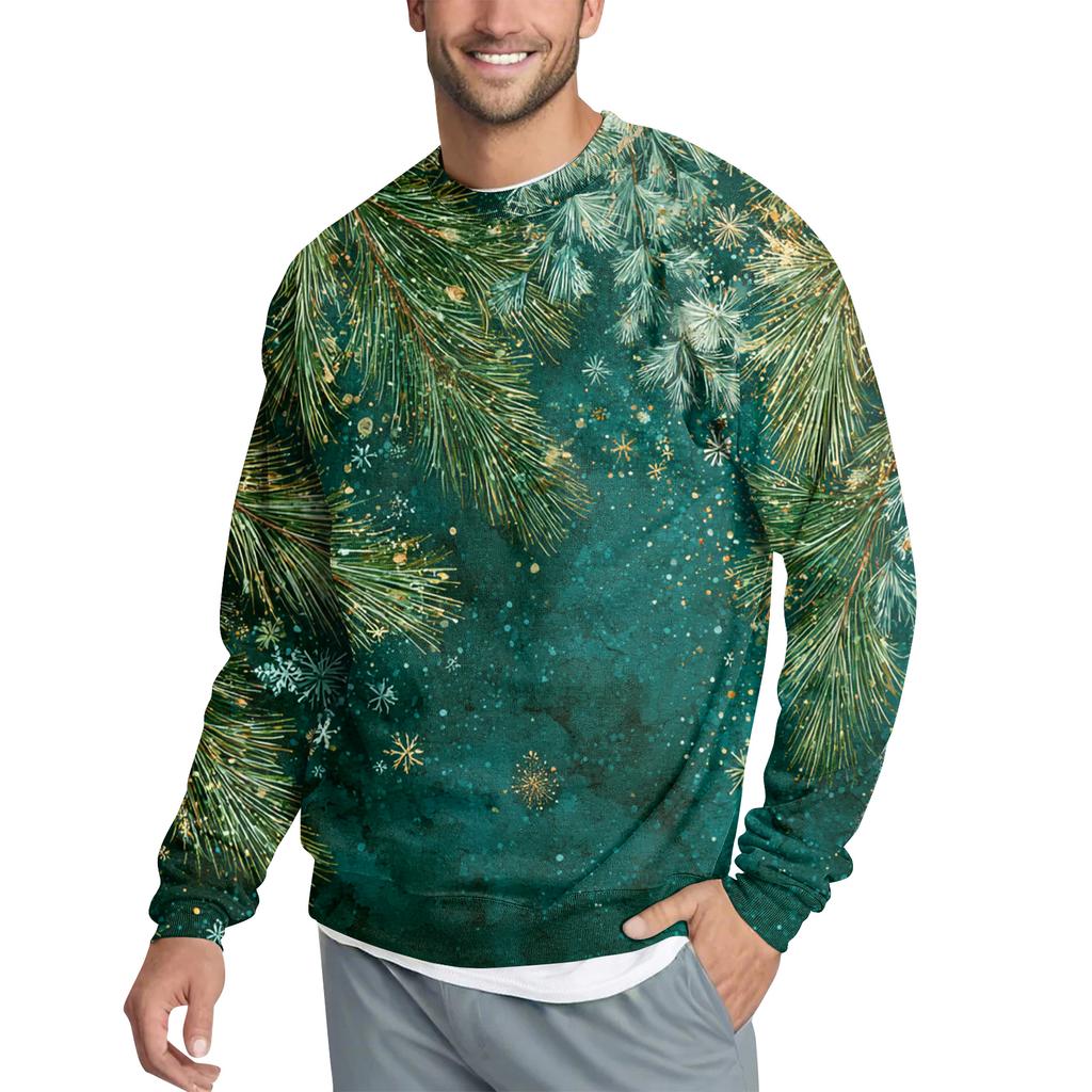 Men's Casual Fashion Printed Round Neck Pullover Sweatshirt