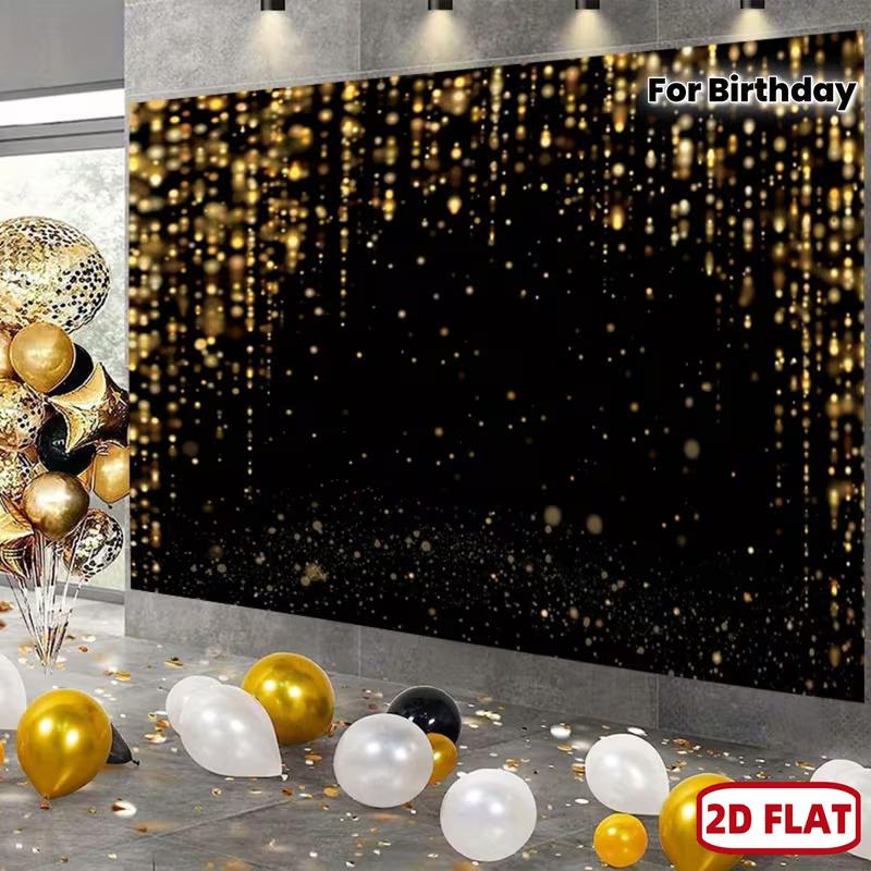 2D Black Gold Bokeh Glitter Backdrop for Indoor & Outdoor Use