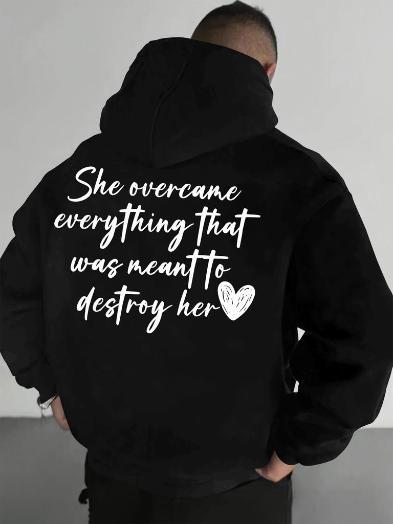 Men'S Long Sleeve Sweatshirt with White Lettering Perfect for Spring  Casual Wear Hoodie Motivational Graphic Hoodie