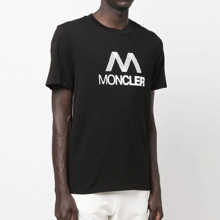 Moncler SS22 Letter Print Crew Neck Short Sleeve T-Shirt Men Tops Black H10918C00038829H8999