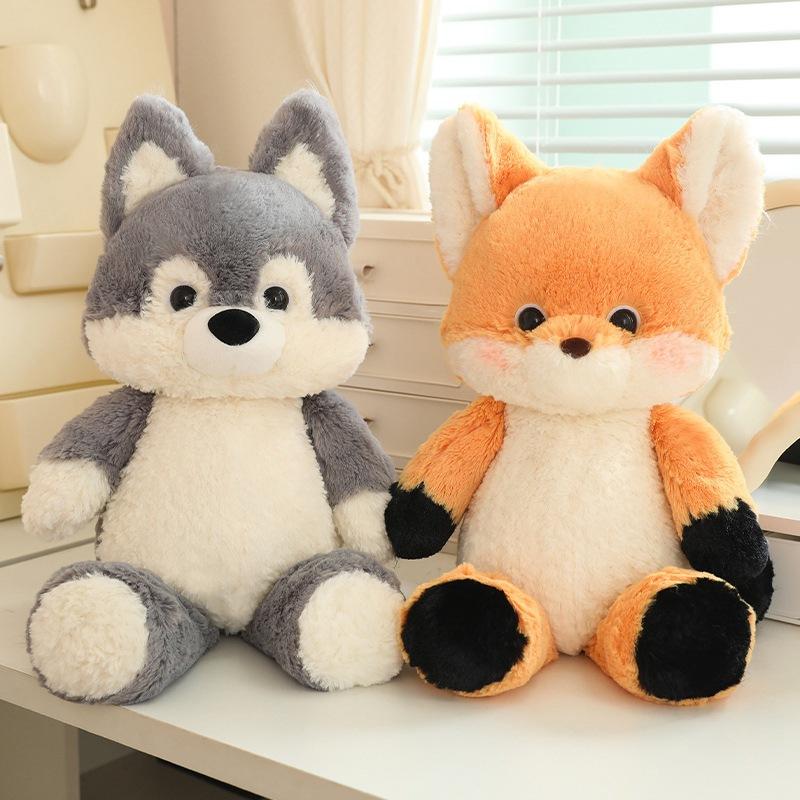 The Forest Running Little Fox Doll Cute Big Bad Wolf Plush Doll Girl Sleeping Pillow Doll Birthday Gift