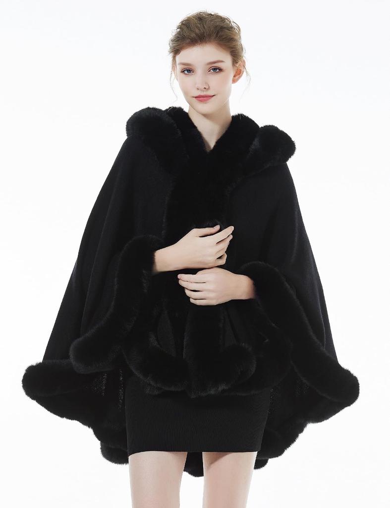 BEAUTELICATE Gruby dzianinowy ciepły kardigan damski ze sztucznego futra, duży, idealny na i scenę, rozmiar, zima, wesela, przyjęcia,