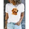 European Size Women's Casual Short Sleeve T-Shirt with Cute Golden Retriever Graphic Print - Soft Stretch Round Neck Tee